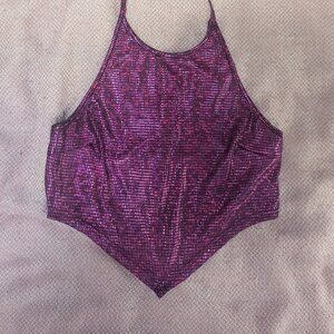 Sparkly pink halter tie up top